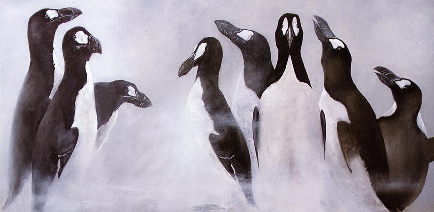 Great Auks in the mist by Errol Fuller